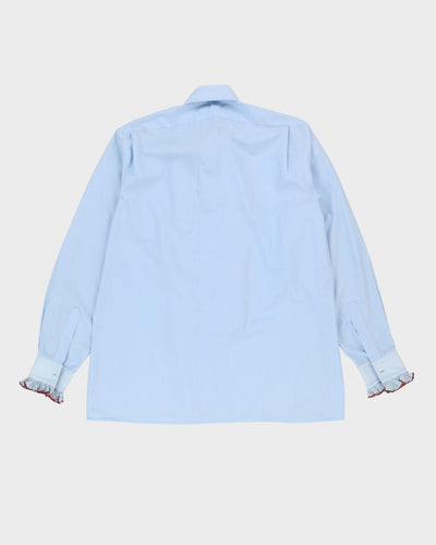 Vintage 70s Baby Blue Long-Sleeve Ruffle Shirt - XL