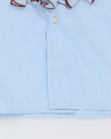 Vintage 70s Baby Blue Long-Sleeve Ruffle Shirt - XL