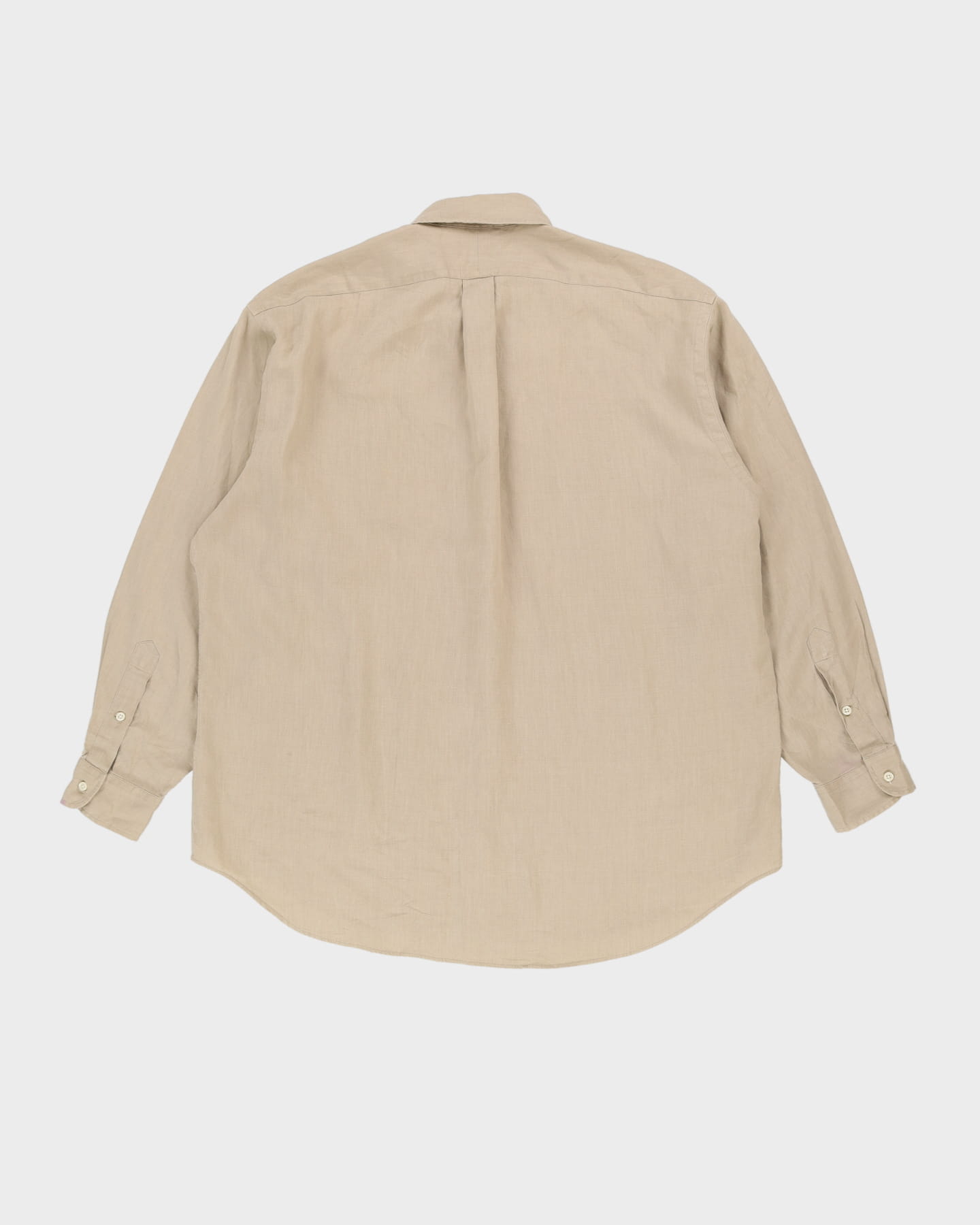 Vintage 90s Ralph Lauren Beige Long-Sleeve Oversized Linen Shirt - L
