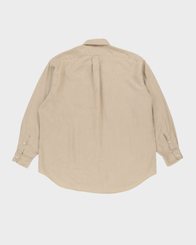 Vintage 90s Ralph Lauren Beige Long-Sleeve Oversized Linen Shirt - L