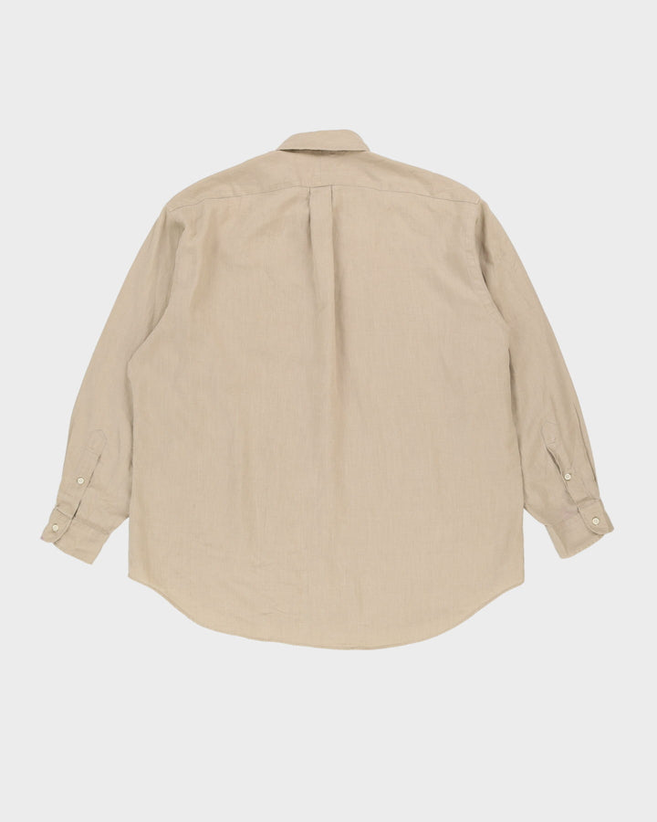 Vintage 90s Ralph Lauren Beige Long-Sleeve Oversized Linen Shirt - L