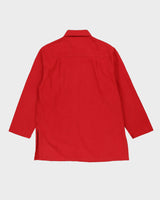 Vintage 80s Red Long-Sleeve Linen Shirt - L