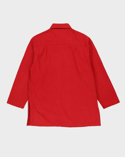Vintage 80s Red Long-Sleeve Linen Shirt - L