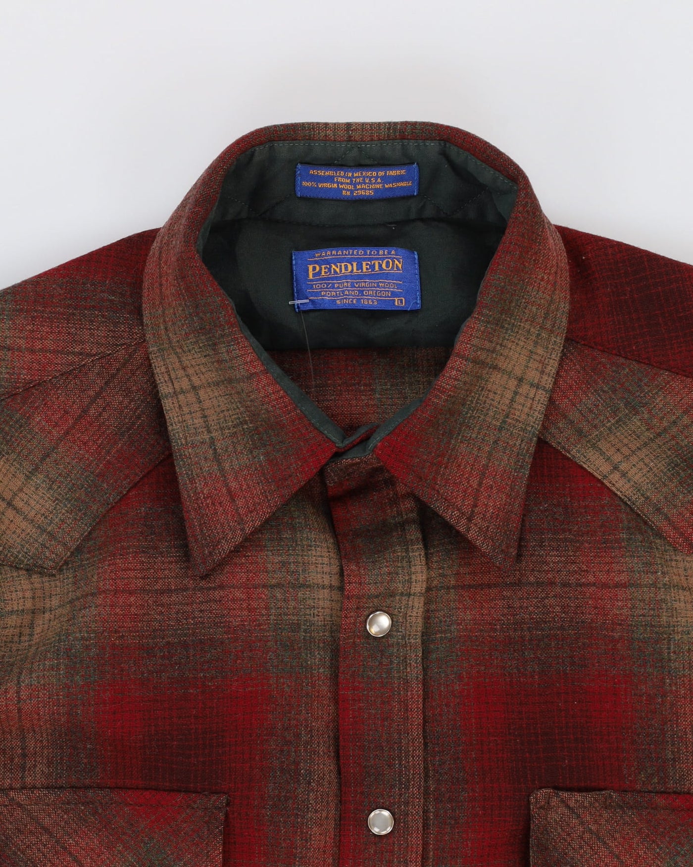 90s Pendleton Red Check Patterned Virgin Wool Flannel Shirt - L