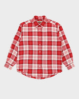 Eddie Bauer Red Check Patterned Flannel Shirt - M