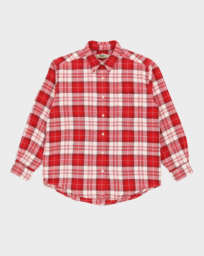 Eddie Bauer Red Check Patterned Flannel Shirt - M