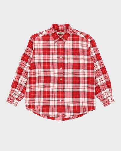 Eddie Bauer Red Check Patterned Flannel Shirt - M