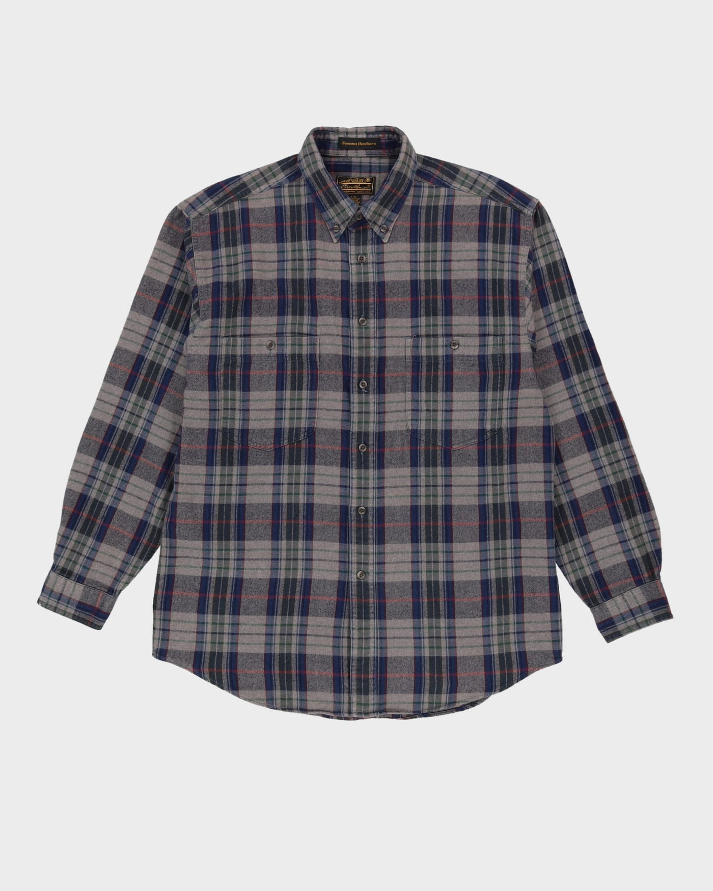 Vintage 90s Eddie Bauer Grey Check Patterned Oversized Flannel Shirt - L