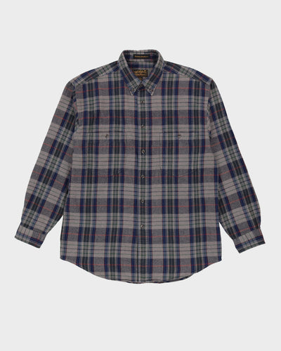 Vintage 90s Eddie Bauer Grey Check Patterned Oversized Flannel Shirt - L