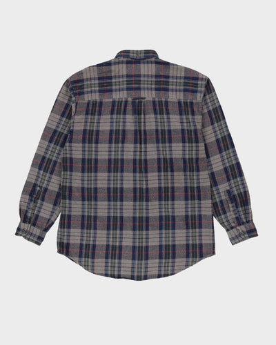 Vintage 90s Eddie Bauer Grey Check Patterned Oversized Flannel Shirt - L