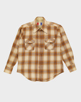 Vintage 70s Yellow Check-Patterned Flannel Shirt - L