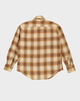 Vintage 70s Yellow Check-Patterned Flannel Shirt - L