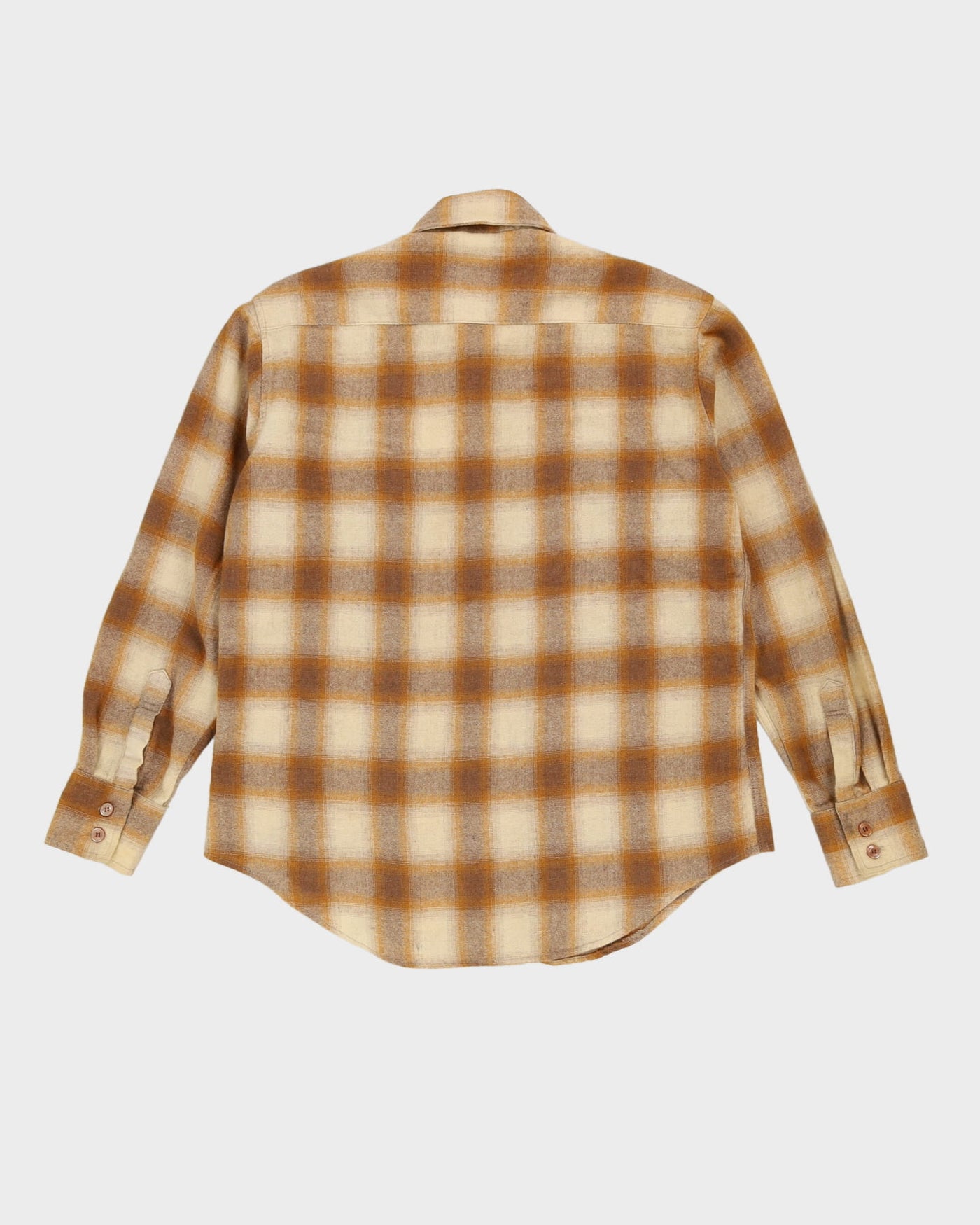 Vintage 70s Yellow Check-Patterned Flannel Shirt - L
