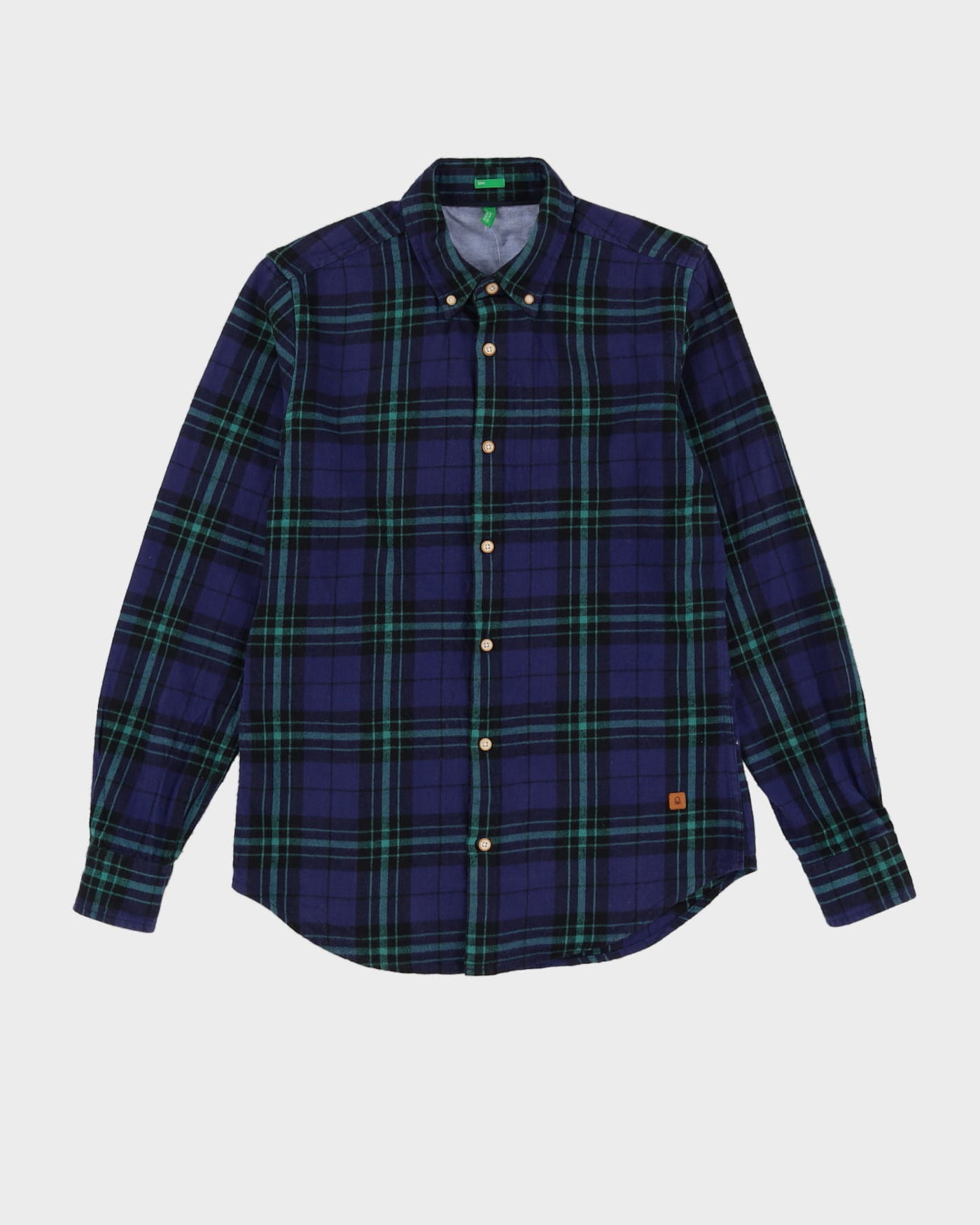 Benetton Navy Check Patterned Flannel Shirt - S