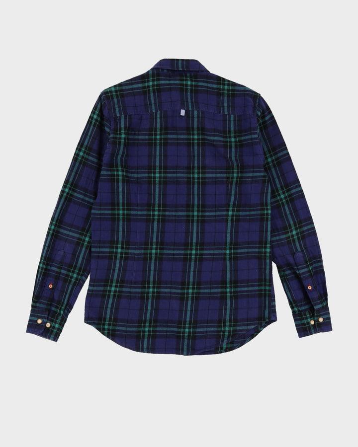 Benetton Navy Check Patterned Flannel Shirt - S