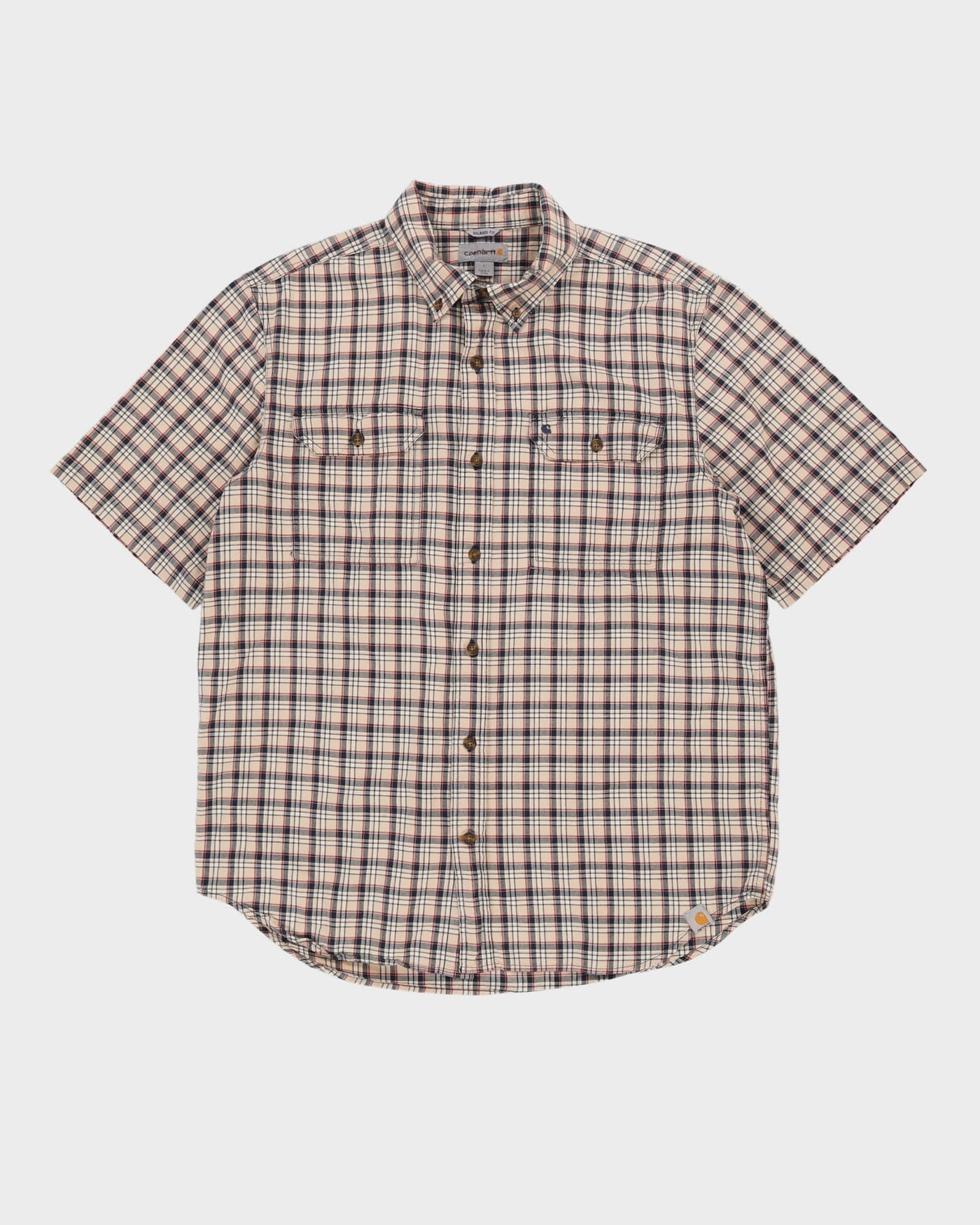Carhartt Beige Check Patterned Short-Sleeve Shirt - L