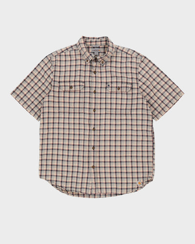 Carhartt Beige Check Patterned Short-Sleeve Shirt - L
