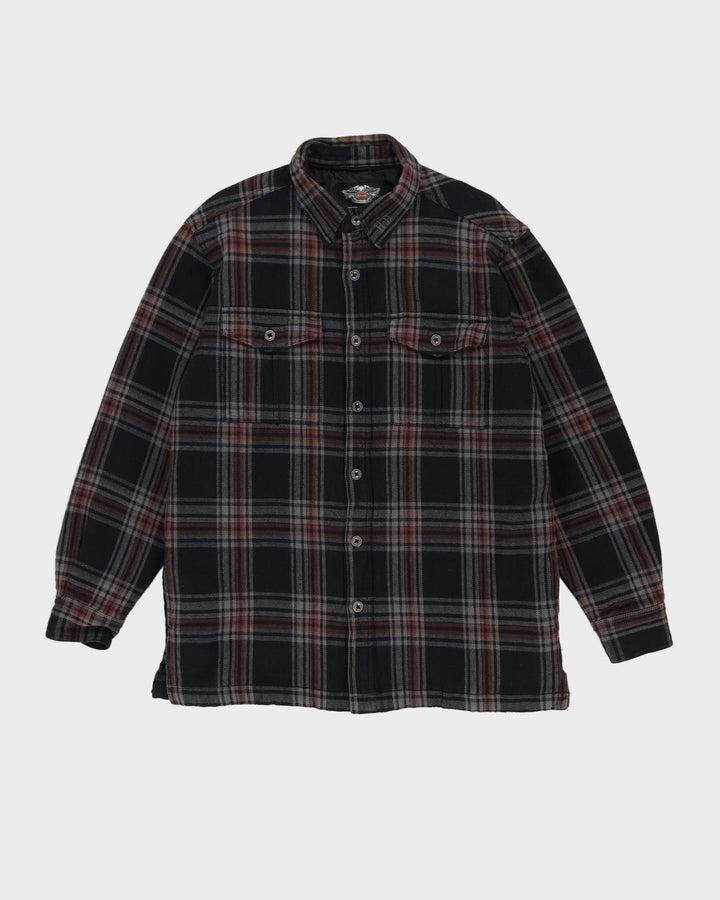 Harley Davidson Long Sleeve Padded Check Flannel Shirt - M