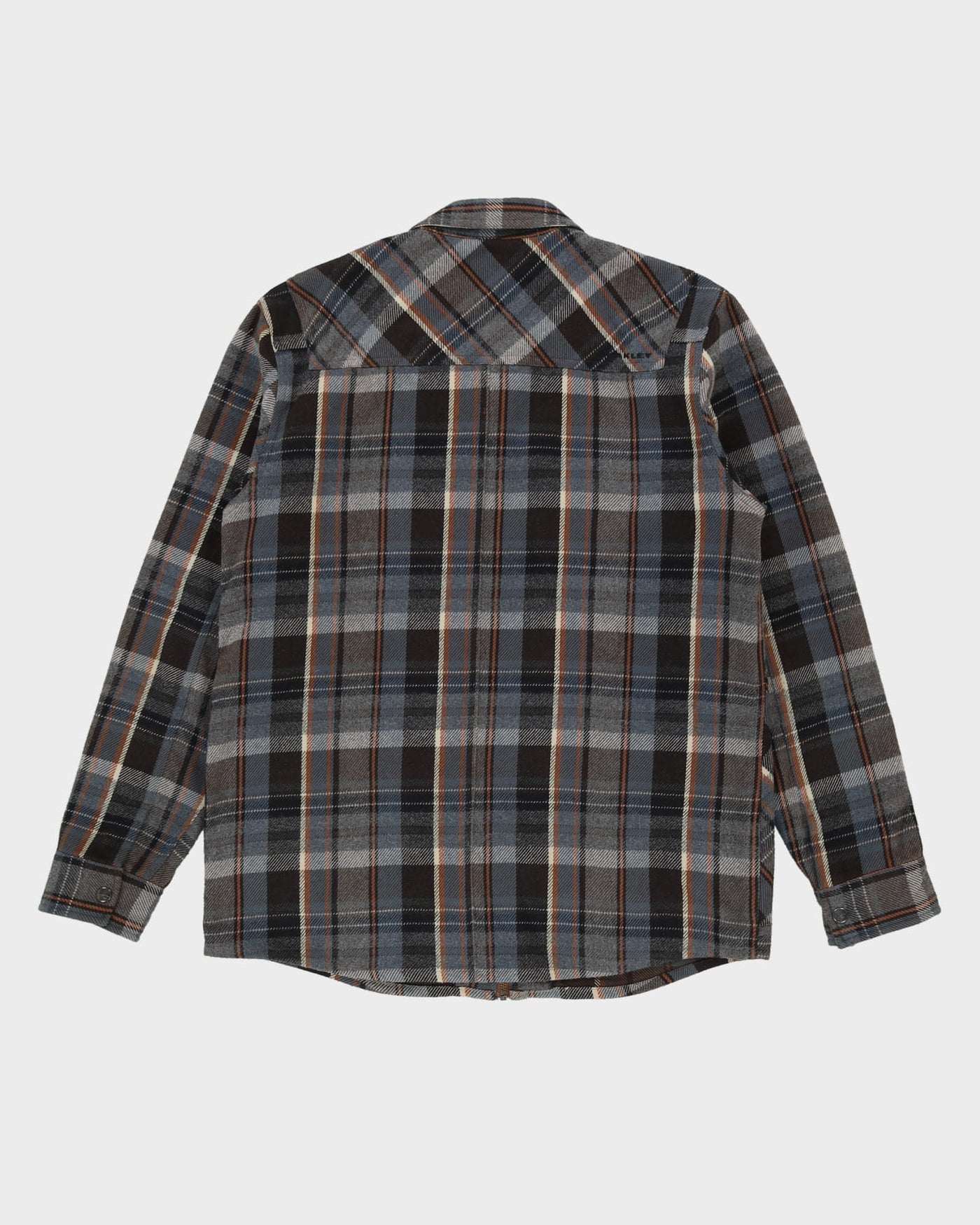 Oakley Blue Check Patterned Full-Zip Flannel Shirt - L