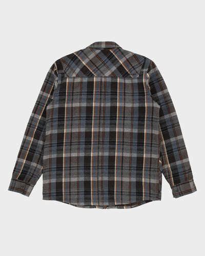 Oakley Blue Check Patterned Full-Zip Flannel Shirt - L