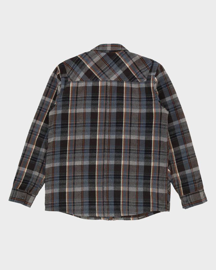 Oakley Blue Check Patterned Full-Zip Flannel Shirt - L