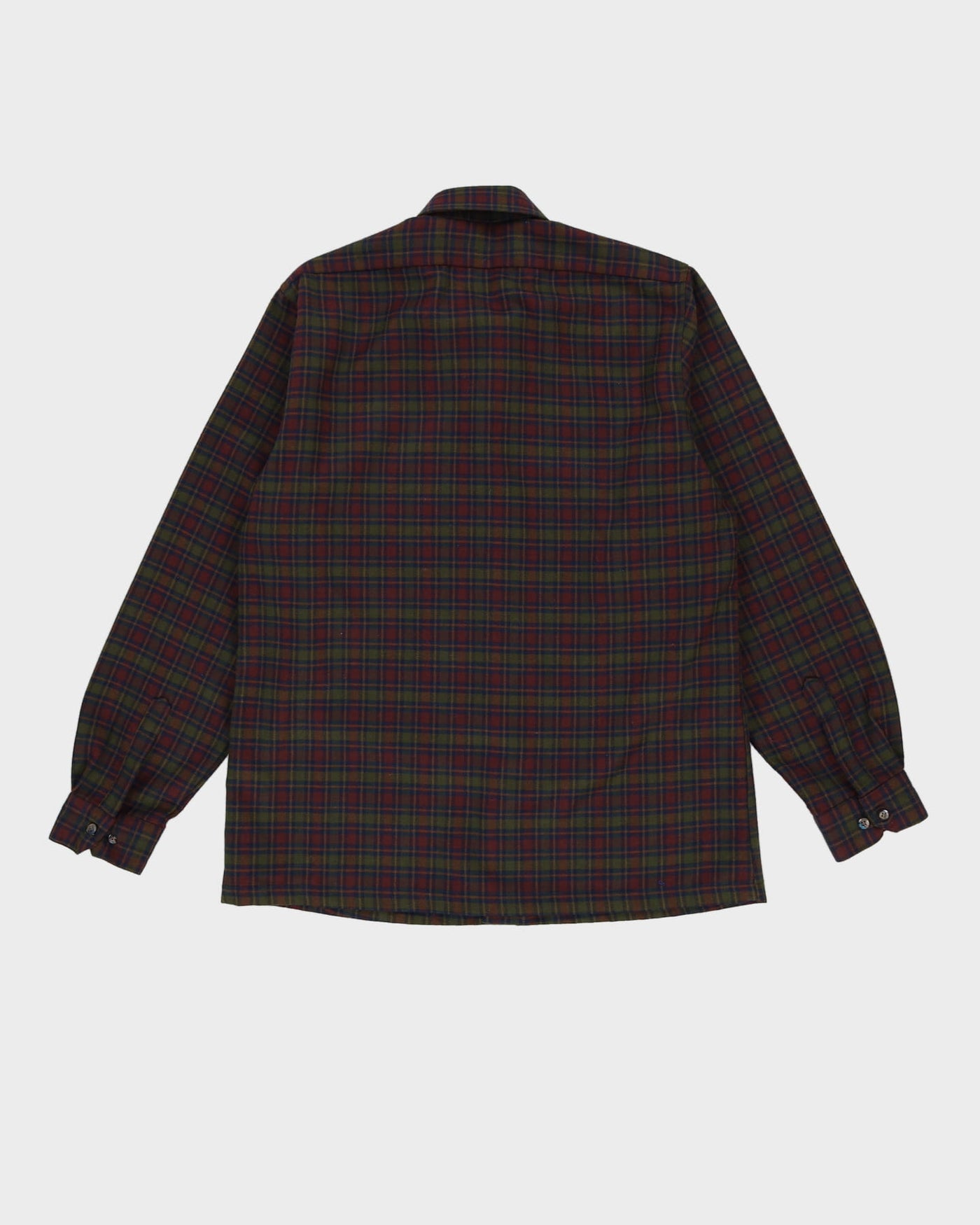 Vintage 80s Green / Burgundy Check Patterned Flannel Shirt - L