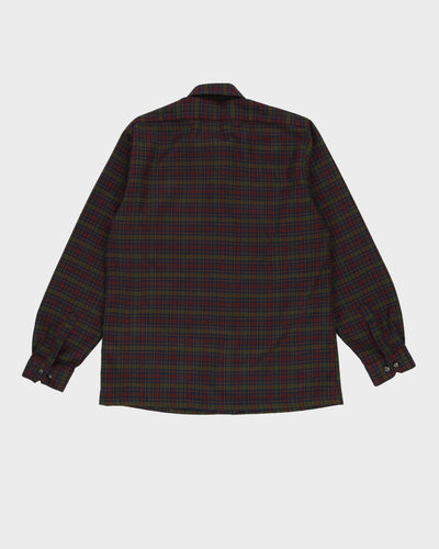 Vintage 80s Green / Burgundy Check Patterned Flannel Shirt - L