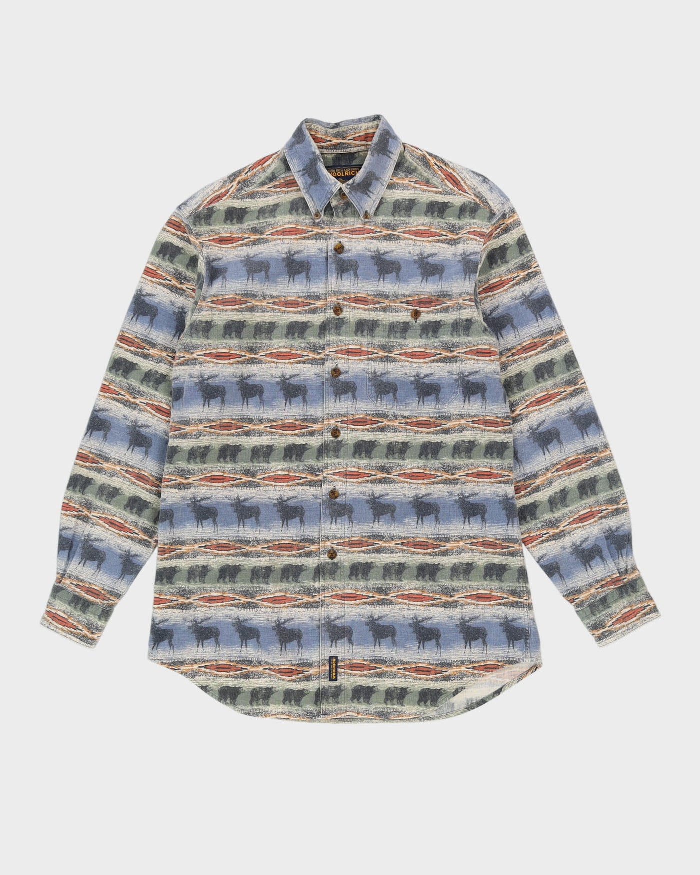Woolrich Blue Horse Patterned Western Flannel Shirt - M