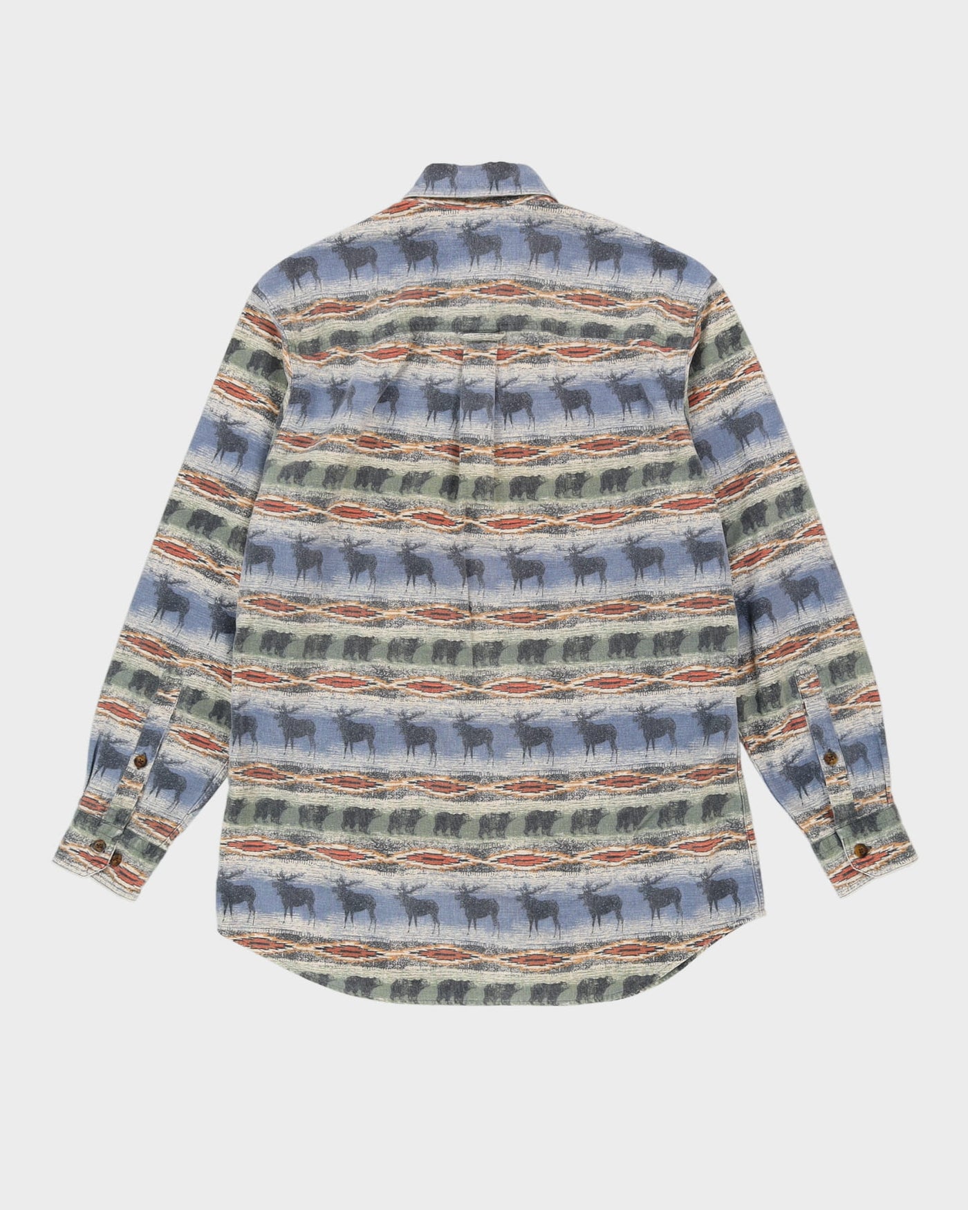 Woolrich Blue Horse Patterned Western Flannel Shirt - M