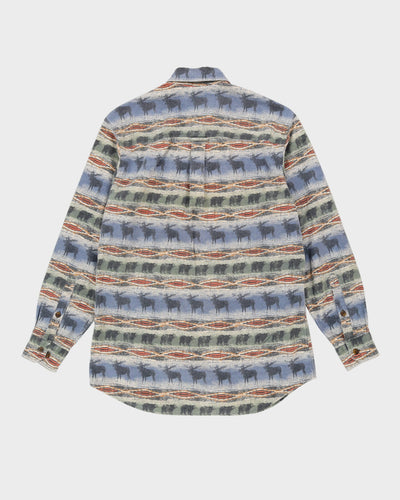 Woolrich Blue Horse Patterned Western Flannel Shirt - M