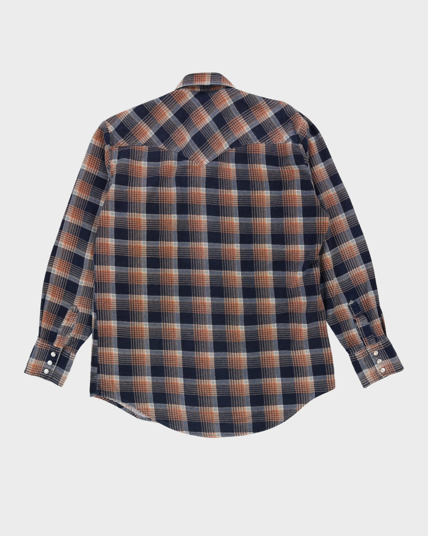 Blue Check Patterned Western Flannel Shirt - L