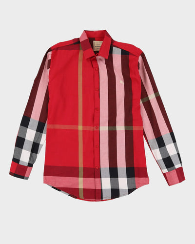 Burberry Red Check Long Sleeve Shirt - L