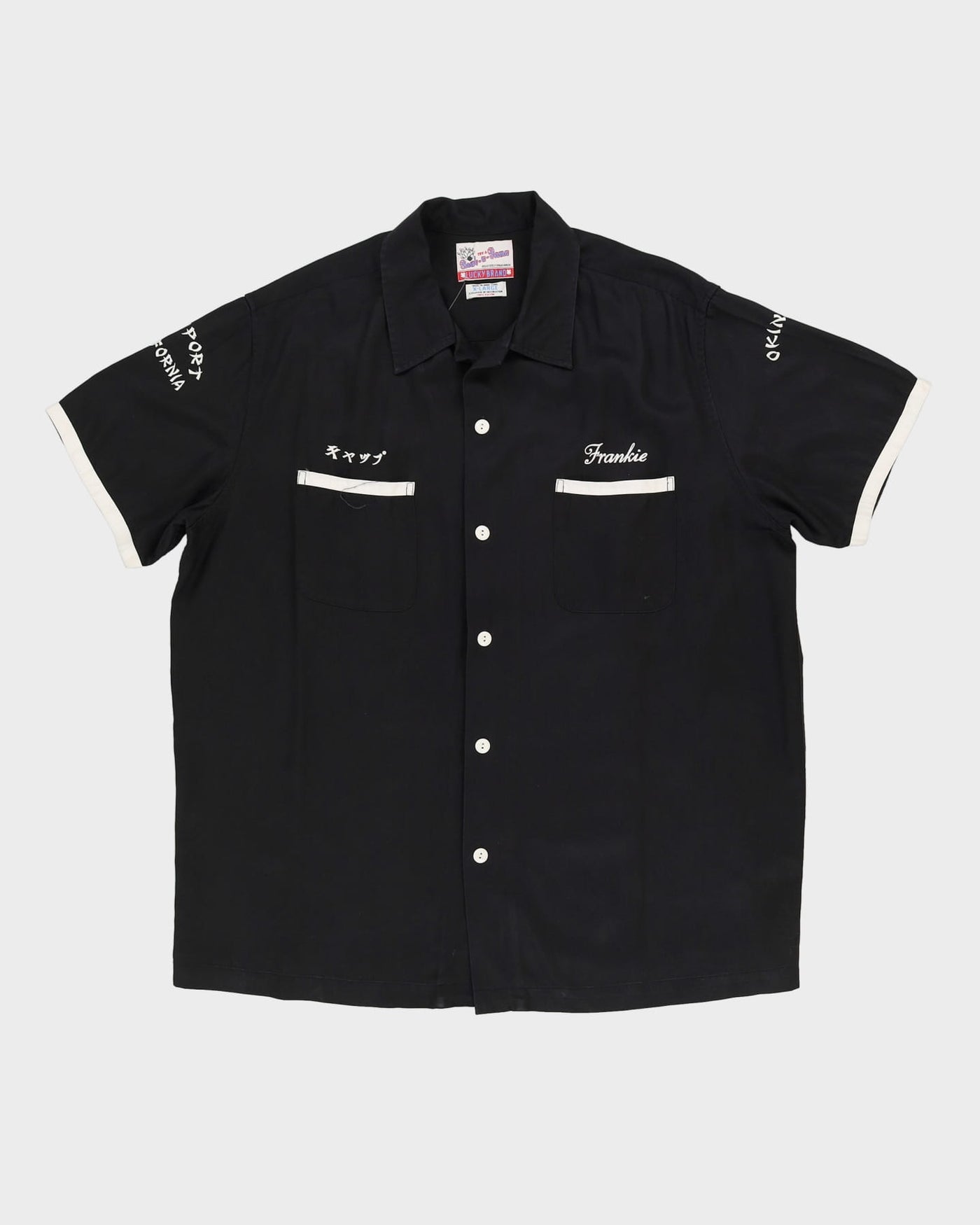 Vintage 80s Japan Newport California Black Bowling Short-Sleeve