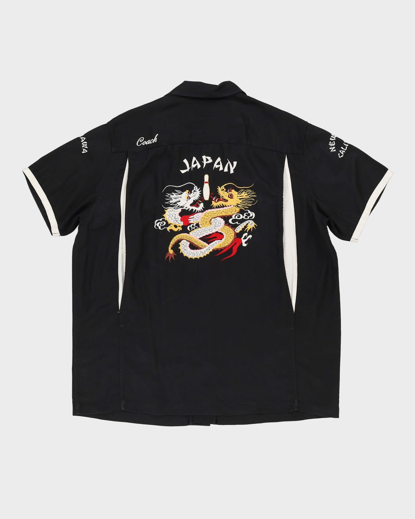 Vintage 80s Japan Newport California Black Bowling Short-Sleeve