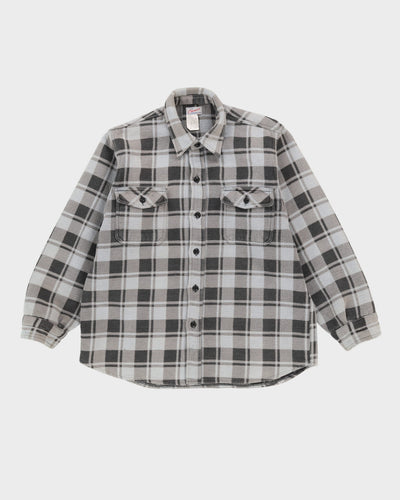 Vintage 70s Champion Grey Check Long-Sleeve Flannel Shirt - S