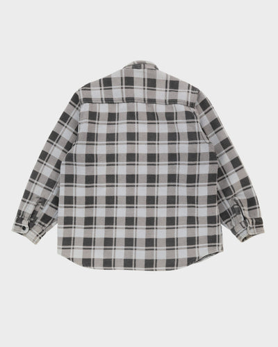 Vintage 70s Champion Grey Check Long-Sleeve Flannel Shirt - S