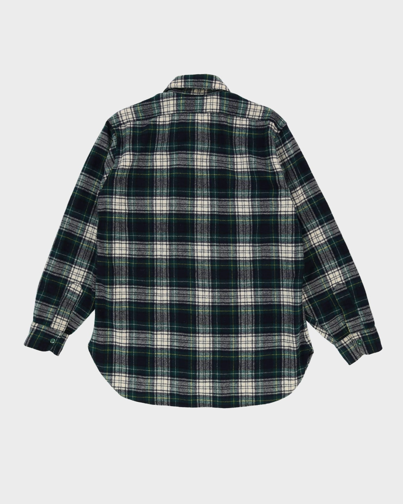 Vintage 80s Pendleton Green Check Long-Sleeve Flannel Shirt - L