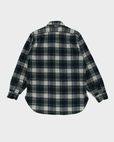 Vintage 80s Pendleton Green Check Long-Sleeve Flannel Shirt - L