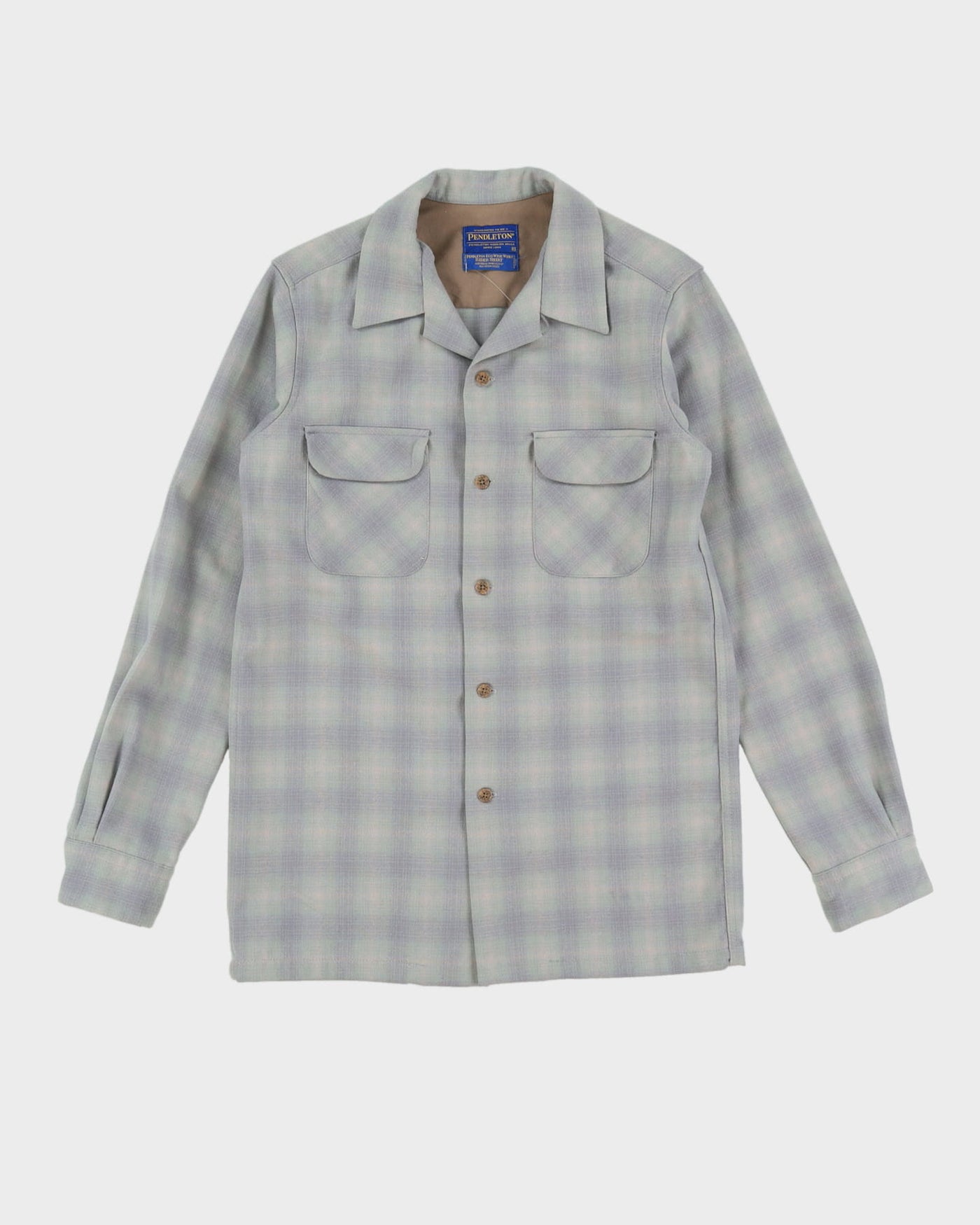 Vintage 90s Pendleton Blue Check Long-Sleeve Flannel Shirt - S