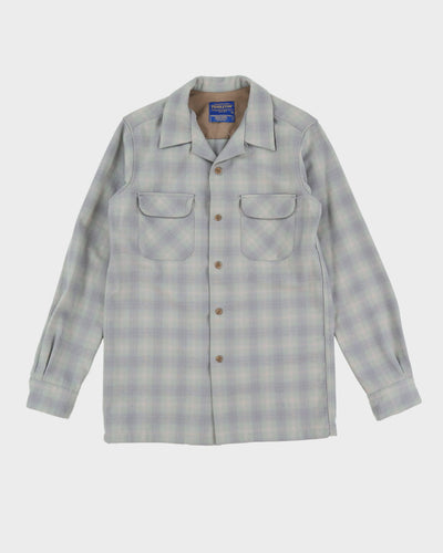 Vintage 90s Pendleton Blue Check Long-Sleeve Flannel Shirt - S
