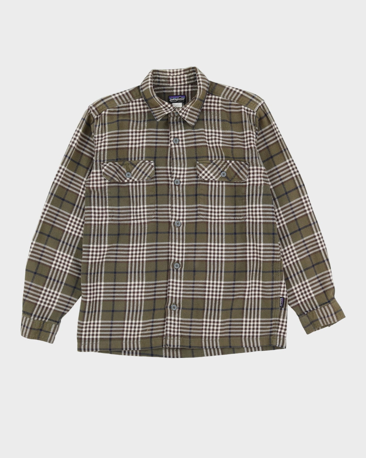 Patagonia Green Check Patterned Flannel Shirt - M