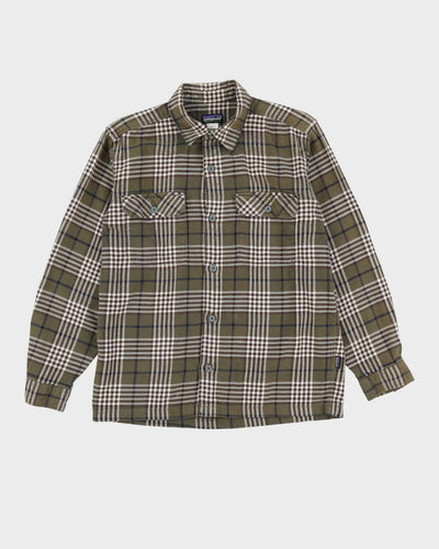Patagonia Green Check Patterned Flannel Shirt - M