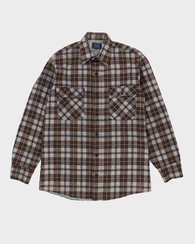 Vintage 80s Sears Brown Padded Flannel Shirt - L / XL