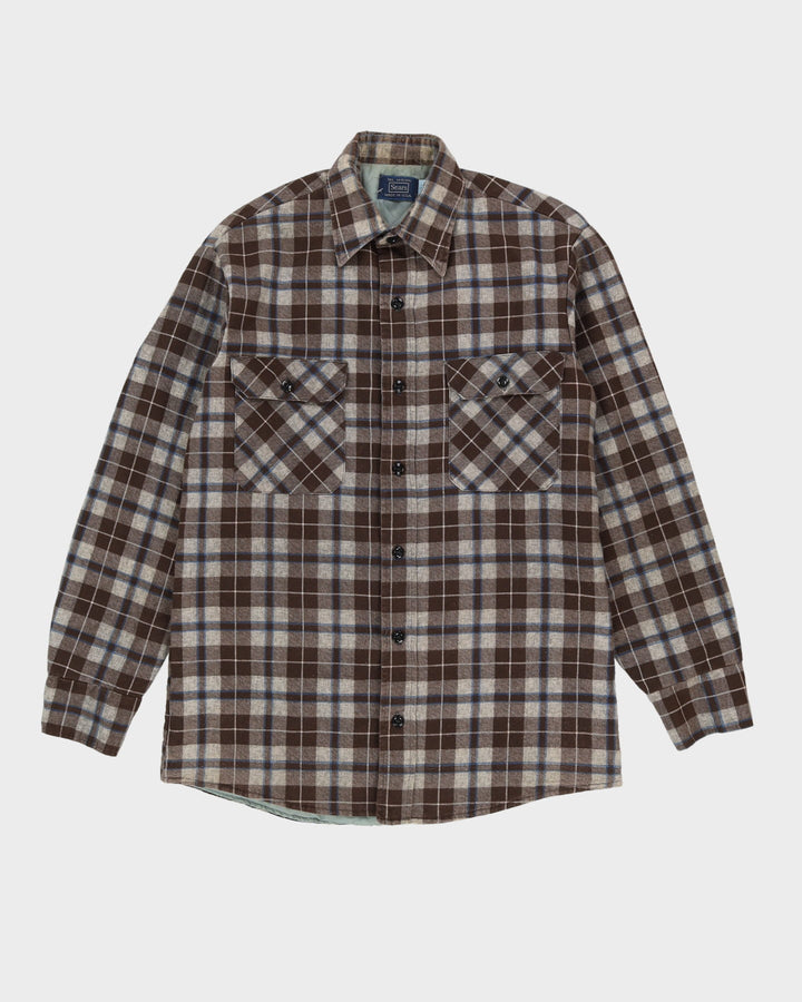 Vintage 80s Sears Brown Padded Flannel Shirt - L / XL