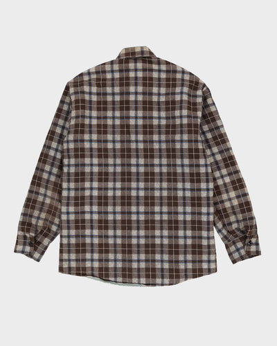 Vintage 80s Sears Brown Padded Flannel Shirt - L / XL