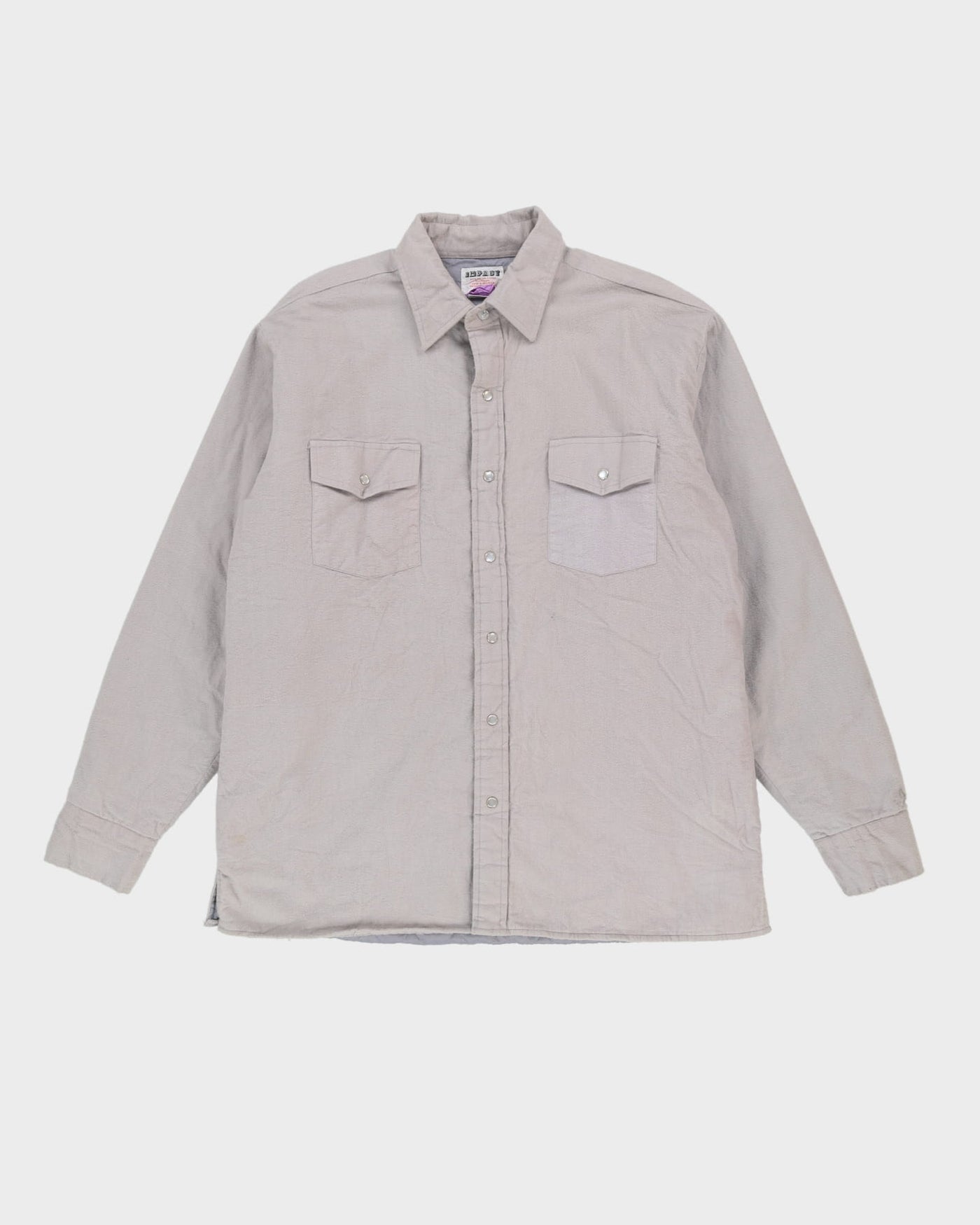Vintage 80s Grey Padded Flannel Shirt - XL