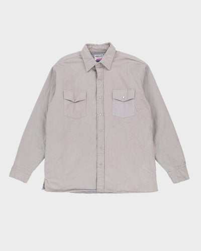 Vintage 80s Grey Padded Flannel Shirt - XL