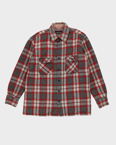 Vintage 80s Red / Grey Padded Flannel Shirt - L