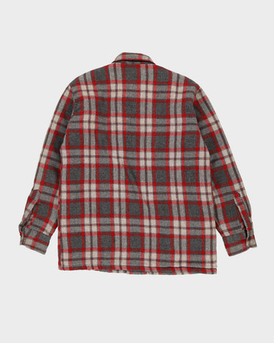 Vintage 80s Red / Grey Padded Flannel Shirt - L
