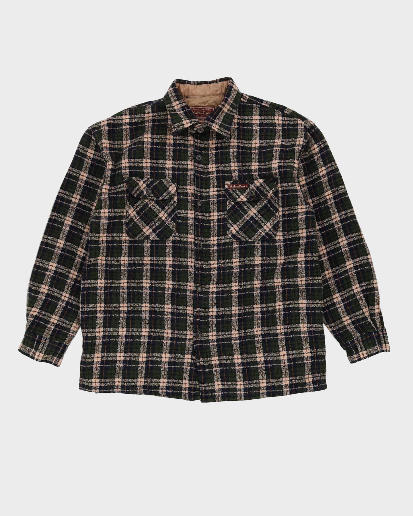 Vintage 90s Marlboro Classics Green Padded Flannel Shirt - XL